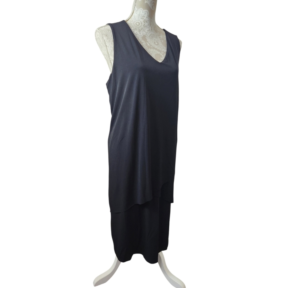 Susan Graver Liquid Knit Classic Black Sleeveless Tiered Dress Size 1X